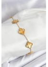 ÇOK SATAN 316L Çelik Gold Zincir Sarı Yonca Bileklik