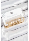ÇOK SATAN 316L Çelik Halka Model Gold Renk 3lü Set Kadın Küpe