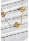 ÇOK SATAN 316L Çelik Zincir Gold Renk Yonca Kadın Kolye
