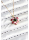 ÇOK SATAN 316L Çelik Zincirli Pembe Çiçek Model Kadın Kolye