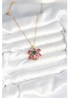ÇOK SATAN 316L Çelik Zincirli Pembe Çiçek Model Kadın Kolye