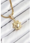 ÇOK SATAN 316L Çelik Zirkon Taşlı Güneş Model Gold Renk Kadın Kolye