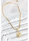ÇOK SATAN 316L Çelik Zirkon Taşlı Güneş Model Gold Renk Kadın Kolye