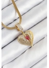 ÇOK SATAN 316L Çelik Zirkon Taşlı Kanatlı Kalp Model Gold Renk Kadın Kolye
