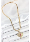 ÇOK SATAN 316L Çelik Zirkon Taşlı Kanatlı Kalp Model Gold Renk Kadın Kolye