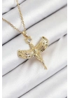 ÇOK SATAN 316L Çelik Zirkon Taşlı Melek Model Gold Renk Kadın Kolye
