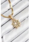ÇOK SATAN 316L Çelik Zirkon Taşlı Yıldız Model Gold Renk Kadın Kolye