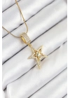 ÇOK SATAN 316L Çelik Zirkon Taşlı Yıldız Model Gold Renk Kadın Kolye