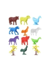 ÇOK SATAN 676 Toy Play 12 Parça Renkli Mini Çiftlik Hayvanları Figür Seti 4-6 cm