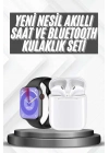 ÇOK SATAN Akıllı Saat Gümüş Kasa Bluetooth Kulaklık Hediyeli Çok Fonksiyonlu İkili Set