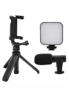 ÇOK SATAN Akıllı Telefon Vlog Kiti Tripod Mini Mikrofonlu Telefon Tutucu