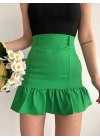 Altı fırfırlı etek yeşil s24817