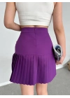 Altı pliseli mini etek Mor s24705