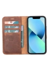 ÇOK SATAN Apple iPhone 12 mini Uyumlu Deri Cüzdanlı Kılıf G2 Antik Kahve