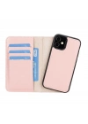ÇOK SATAN Apple iPhone 12 mini Uyumlu Deri Cüzdanlı Kılıf NU2 Pembe