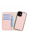 ÇOK SATAN Apple iPhone 12 mini Uyumlu Deri Cüzdanlı Kılıf NU2 Pembe