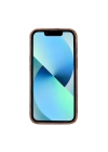 ÇOK SATAN Apple iPhone 13 Mini Uyumlu Deri Arka Kapak ROCK G2 Kahverengi