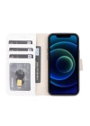 ÇOK SATAN Apple iPhone 13 Mini Uyumlu Deri Cüzdanlı Kılıf F3 Beyaz