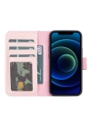 ÇOK SATAN Apple iPhone 13 Mini Uyumlu Deri Cüzdanlı Kılıf NU2 Pembe