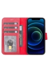 ÇOK SATAN Apple iPhone 13 Mini Uyumlu Deri Cüzdanlı Kılıf V4EF Kırmızı