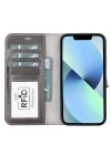 ÇOK SATAN Apple iPhone 13 Pro Max Uyumlu Deri Cüzdanlı Kılıf MWWN TN1 Gri