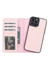 ÇOK SATAN Apple iPhone 13 Pro Max Uyumlu Deri Cüzdanlı Kılıf NU2 Pembe