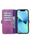 ÇOK SATAN Apple iPhone 13 Pro Max Uyumlu Deri Cüzdanlı Kılıf Rustik Mor