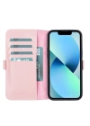 ÇOK SATAN Apple iPhone 13 Pro Max Uyumlu Deri Cüzdanlı Kılıf Toz Pembe