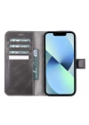 ÇOK SATAN Apple iPhone 13 Pro Max Uyumlu Deri Cüzdanlı Kılıf VS4EF Gri