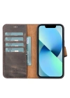 ÇOK SATAN Apple iPhone 13 Pro Uyumlu Deri Cüzdanlı Kılıf Acı Kahve