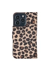 ÇOK SATAN Apple iPhone 13 Pro Uyumlu Deri Cüzdanlı Kılıf Leopar Desen