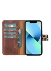 ÇOK SATAN Apple iPhone 13 Pro Uyumlu Deri Cüzdanlı Kılıf Leopar Desen