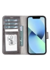 ÇOK SATAN Apple iPhone 13 Pro Uyumlu Deri Cüzdanlı Kılıf MWWN TN1 Gri