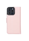 ÇOK SATAN Apple iPhone 13 Pro Uyumlu Deri Cüzdanlı Kılıf NU2 Pembe