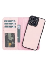 ÇOK SATAN Apple iPhone 13 Pro Uyumlu Deri Cüzdanlı Kılıf NU2 Pembe