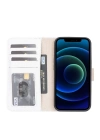 ÇOK SATAN Apple iPhone 13 Uyumlu Deri Cüzdanlı Kılıf F3 Beyaz