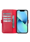 ÇOK SATAN Apple iPhone 13 Uyumlu Deri Cüzdanlı Kılıf Nar Çiçeği