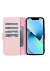 ÇOK SATAN Apple iPhone 13 Uyumlu Deri Cüzdanlı Kılıf Toz Pembe