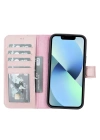 ÇOK SATAN Apple iPhone 14 Plus Uyumlu Deri Cüzdanlı Kılıf MWWN NU2 Pembe