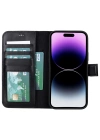 ÇOK SATAN Apple iPhone 15 Plus Uyumlu Deri Cüzdanlı Kılıf MWWN RST1 Siyah