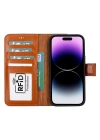 ÇOK SATAN Apple iPhone 15 Plus Uyumlu Deri Cüzdanlı Kılıf MWWN RST2EF Taba