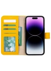 ÇOK SATAN Apple iPhone 15 Pro Max Uyumlu Deri Cüzdanlı Kılıf MWWN FL12 Sarı