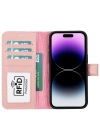 ÇOK SATAN Apple iPhone 15 Pro Max Uyumlu Deri Cüzdanlı Kılıf MWWN NU2 Pembe