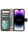 ÇOK SATAN Apple iPhone 15 Pro Max Uyumlu Deri Cüzdanlı Kılıf MWWN VS4EF Gri