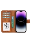 ÇOK SATAN Apple iPhone 15 Pro Uyumlu Deri Cüzdanlı Kılıf MWWN G19 Taba