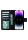 ÇOK SATAN Apple iPhone 15 Pro Uyumlu Deri Cüzdanlı Kılıf MWWN RST1 Siyah