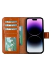 ÇOK SATAN Apple iPhone 15 Pro Uyumlu Deri Cüzdanlı Kılıf MWWN RST2EF Taba
