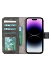 ÇOK SATAN Apple iPhone 15 Pro Uyumlu Deri Cüzdanlı Kılıf MWWN VS4EF Gri