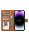 ÇOK SATAN Apple iPhone 15 Uyumlu Deri Cüzdanlı Kılıf MWWN G19 Taba
