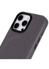 ÇOK SATAN Apple iPhone 16 Pro Max uyumlu, Hakiki Deri, El Yapımı Kılıf, Gri